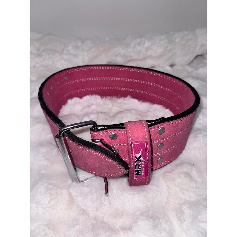 MRX Fitness Gear Pink Suede Weightlifting Belt Double Prong Powerlifting Small